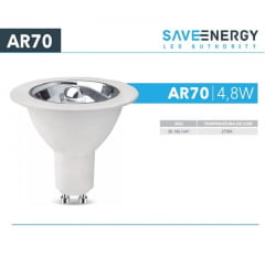 LAMPADA AR70 LED 4,8W 24° 2700K GU10 BIVOLT SAVE ENERGY 